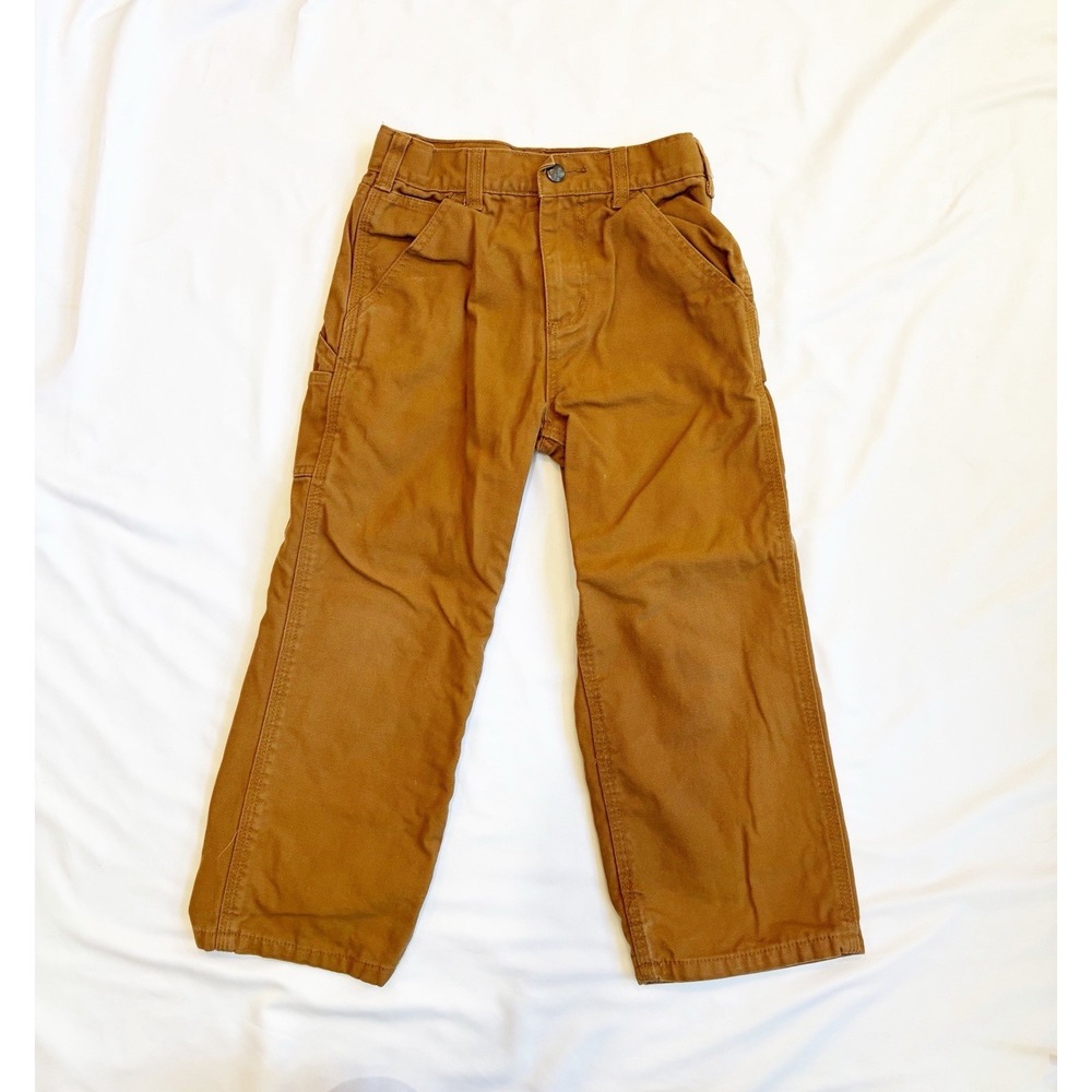 CARHARTT Loose Fit  Canvas  Bootcut Brown Work Pants Quilt Lined Size 5